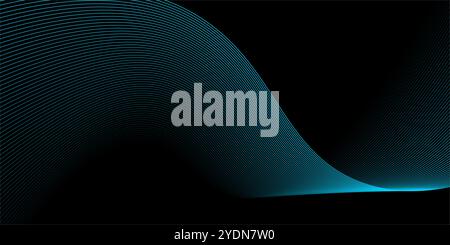 gradient of blue lines. abstract wave pattern on a black background. Vector illustration Stock Vector