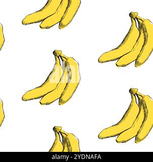 Seamless pattern with tropical bananas. Graphic Vector illustration. Stock Vector