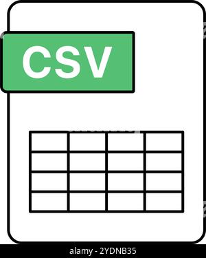 CSV file icon. Spreadsheet or database. Editable vector. Stock Vector