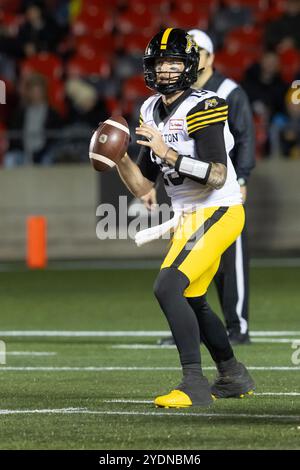 Hamilton Tiger-Cats quarterback Bo Levi Mitchell (19) grabs the ball ...