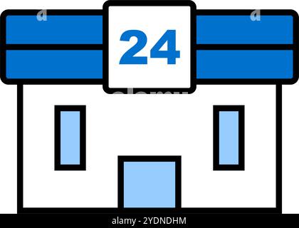 Blue convenience store icon. Editable vector. Stock Vector