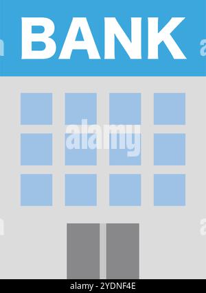 Flat design bank office building icon. Editable vector. Stock Vector