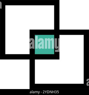 Intersecting squares and common area icon. Editable vector. Stock Vector