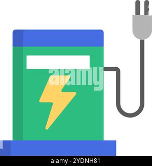 Car Charging at Electric Recharging Point vector concept colored icon ...