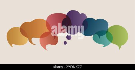 Colored Speech Bubble. Communication and dialogue. Social network. Colored cloud. Speak - discussion - chat. Talking and communicate Symbol. Equality Stock Vector