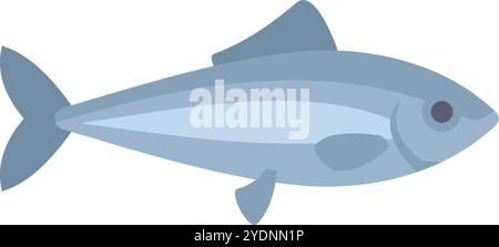 Cartoon illustration of a herring swimming right, isolated on a white background Stock Vector