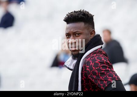 London, UK. 27th Oct, 2024. London, England, October 27 2024: Andre Onana (24 Manchester United) warming up before the Premier League game between West Ham and Manchester United at London Stadium in London, England. (Pedro Porru/SPP) Credit: SPP Sport Press Photo. /Ģ����ý Live News Stock Photo