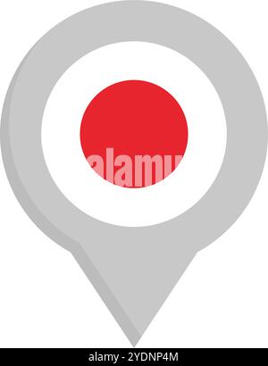 Japan map pin flag icon. Japanese pennant map marker on a metal needle ...