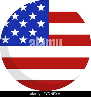 Round United States flag icon. Round American flag icon. Editable vector. Stock Vector