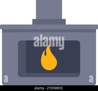 Traditional fireplace burning with yellow flame providing warmth inside house, flat vector illustration isolated on white background Stock Vector