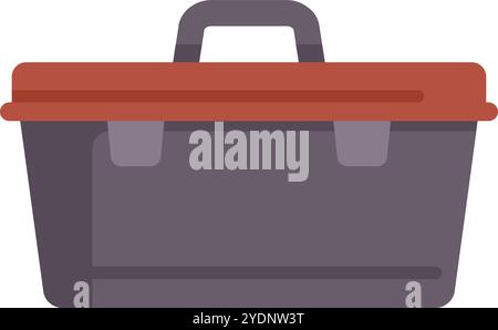 Toolbox storing instruments for repair, building, construction works being closed and ready for carrying Stock Vector