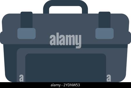 Closed, empty, professional toolbox, with handle, latches, for repairing and storing tools Stock Vector