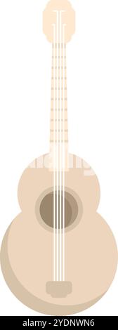 Light brown acoustic guitar is lying on a white background, perfect for music related designs Stock Vector