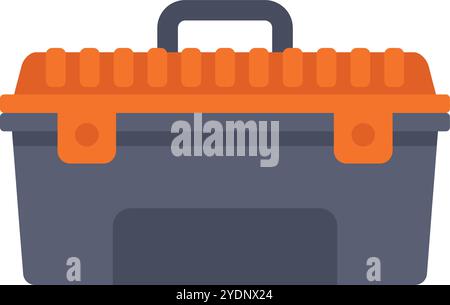 Sturdy plastic tool box with a handle, ideal for storing and transporting equipment for various tasks Stock Vector