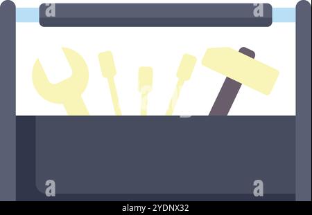 Toolbox holding hand tools including a hammer and wrench, perfect for illustrating repair work Stock Vector