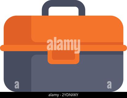 Orange and grey toolbox holding work tools for construction or diy projects, isolated on white background Stock Vector