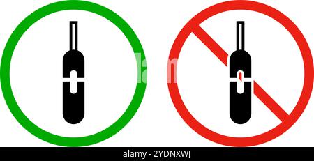 Electronic cigarette permission and prohibited icon set. Editable vector. Stock Vector