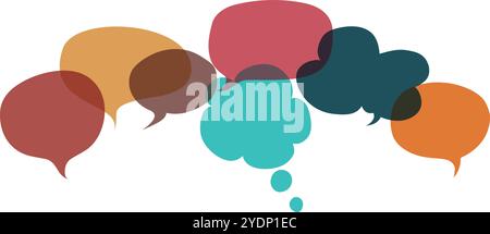 Colored Speech Bubble. Communication and dialogue. Social network. Colored cloud. Speak - discussion - chat. Talking and communicate Symbol. Equality Stock Vector