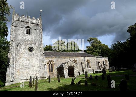 The parish church of St Oswalds in the village of Arncliffe in Littondale, Yorkshire Dales. Stock Photo
