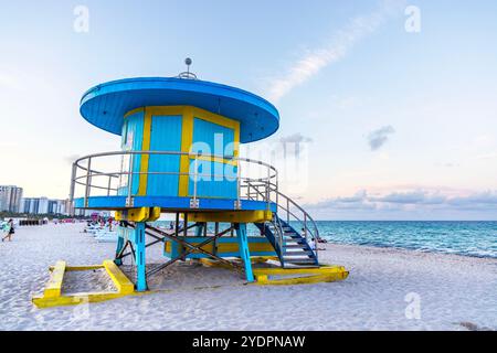 Lincoln Road Lifeguard Tower at sunset ay Miami Beach - South Beach, Miami Beach, Florida, USA Stock Photo