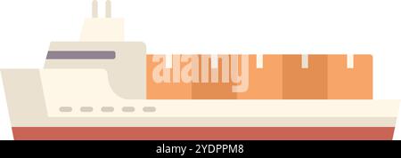 Simple vector illustration of a cargo ship carrying freight containers, isolated on white background Stock Vector