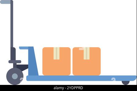 This vector illustration features a hand truck carrying two cardboard boxes, representing the concept of delivery and logistics Stock Vector