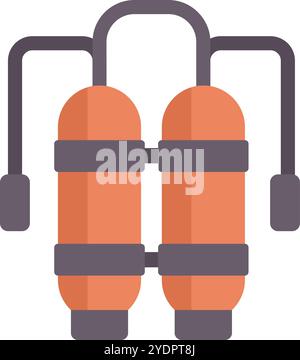 Illustration featuring an aqualung with double oxygen tanks, designed for professional diving and underwater exploration Stock Vector