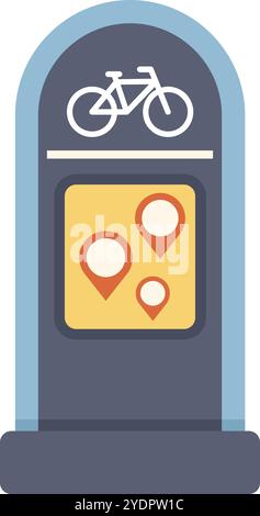 Bicycle sharing system station with location map showing points for rent and parking bicycle in the city Stock Vector