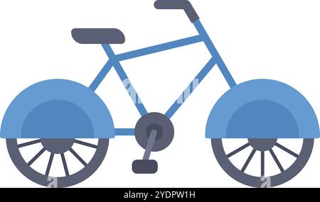 Blue bicycle with training wheels standing on white background, eco transport for children, colorful vector illustration in flat style Stock Vector