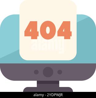 Desktop computer is showing a 404 error message on its screen Stock Vector