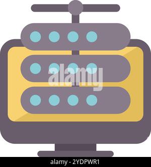 Servers connected to internet with database management system displayed on a computer screen Stock Vector