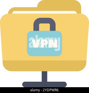 This vector icon represents the concept of data protection using a vpn for secure file storage and access Stock Vector