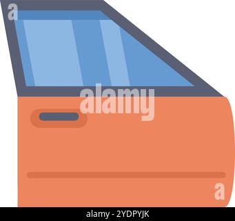 Minimalist vector illustration of an orange car door, featuring a slightly opened window, isolated on a white background Stock Vector