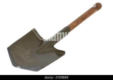 infantry small shovel isolated on a white background. Stock Photo