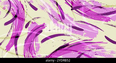 Purple Grunge Brush Background with Halftone Effect. Sport Background with Brush Style. Texture Elements Stock Vector