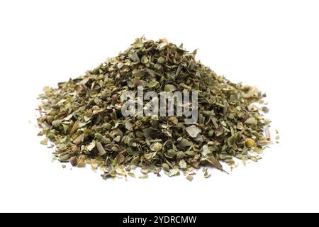 Pile of dried oregano isolated on white Stock Photo