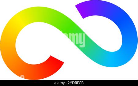 Rainbow colored curvy line isolated on white background. Cool colorful squiggle in spline style. Organic doodle figure with spectrum gradient effect. Vector illustration. Stock Vector