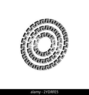 Abstract spiral icon. Geometric maze shape. Circular pattern vector. Black and grey. Stock Vector