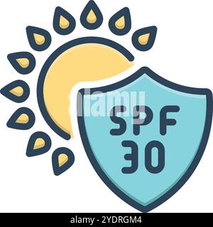 Sun protection factor 30 icon, uv radiation block symbol, sun protect ...