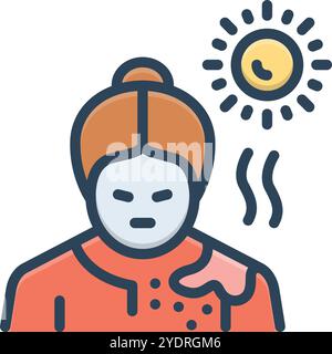 Icon for sun burn, damage Stock Vector