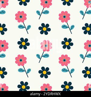 Seamless floral vector pattern in vivid colors. Stock Vector