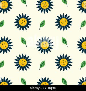 Seamless floral vector pattern in vivid colors. Stock Vector