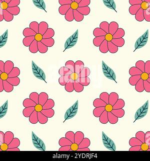Seamless floral vector pattern in vivid colors. Stock Vector