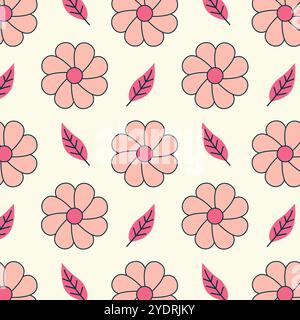 Seamless floral vector pattern in vivid colors. Stock Vector