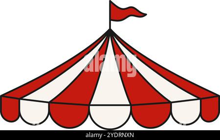 Classic red and white striped canvas awning for a big top tent vector illustration Stock Vector