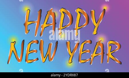 Happy new year in golden color with very attractive luxury look and sky blue light purple gradient background Stock Vector