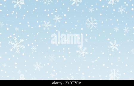 Horisontal background with snowfall. Stock Vector