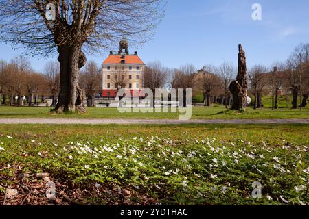 ÄNGSÖ CASTLE, SWEDEN ON MAY 13. View of the park, culture on this side ...
