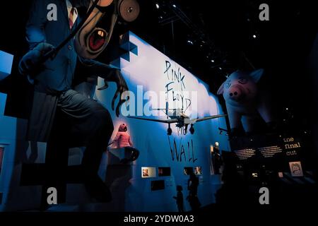 Rome, Italy - 05 03 2018 Pink Floyd Interstellar exibithion - Vintage musical instruments from the golden age of rock music Stock Photo