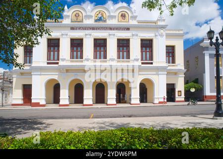 Tomas Terry Theatre flanking the Parque Jose Marti in city centre, Cienfuegos City, UNESCO, Cuba, West Indies, Caribbean, Central America Stock Photo